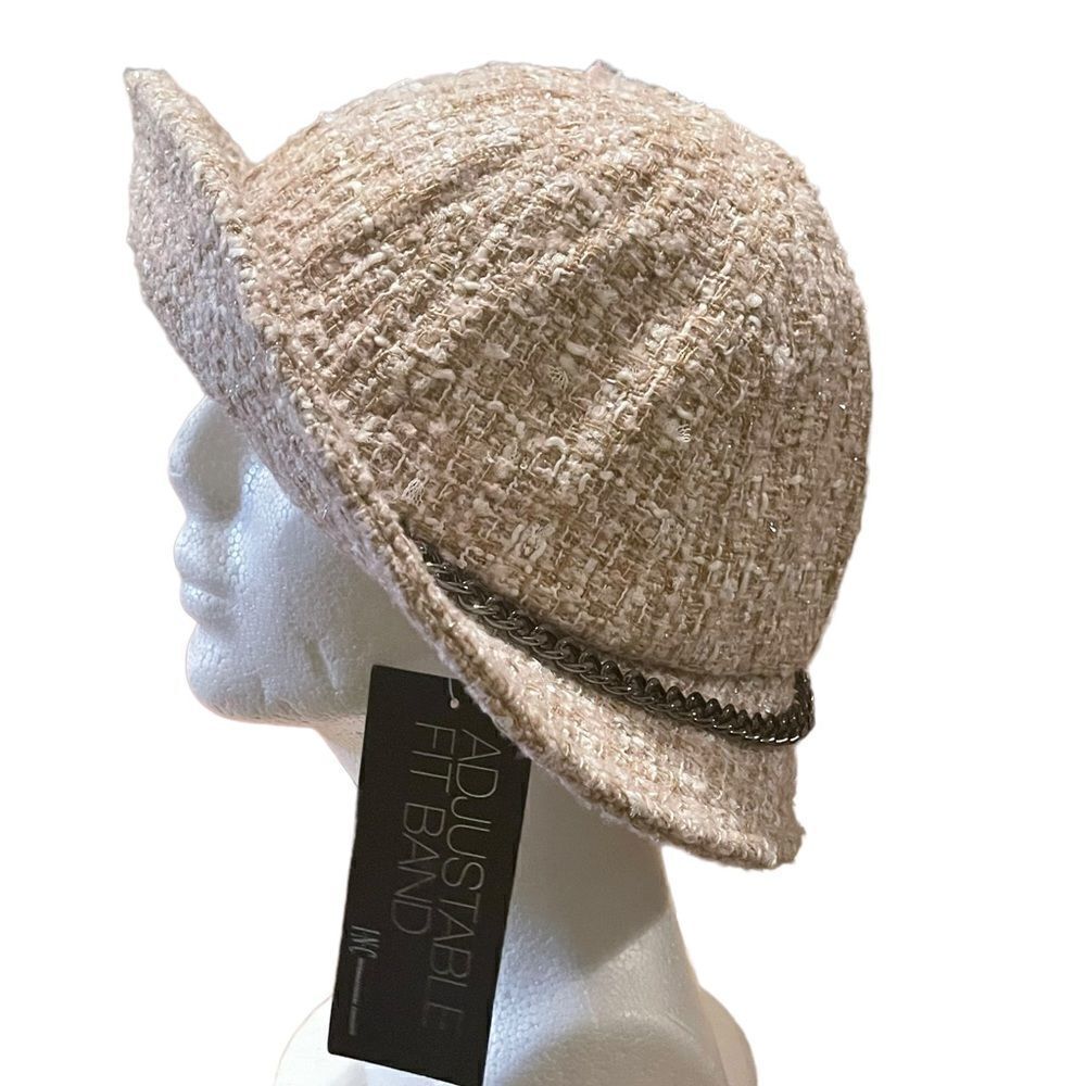 NWT INC International Concepts pale pink bucket hat gun metal chain - Picture 2 of 8